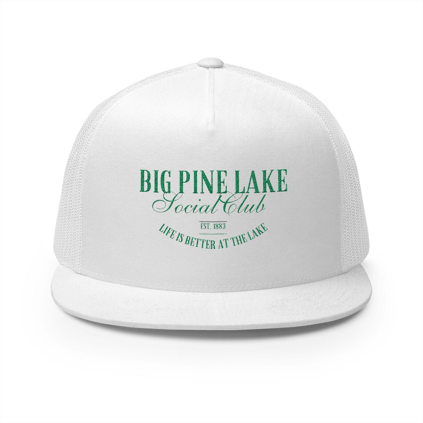 Big Pine Lake Social Club 5 Panel Trucker Cap - Life is Better at the Lake