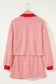 Red Stripe Collared V Neck Drop Shoulder Pullover and Skort 2pcs Outfit
