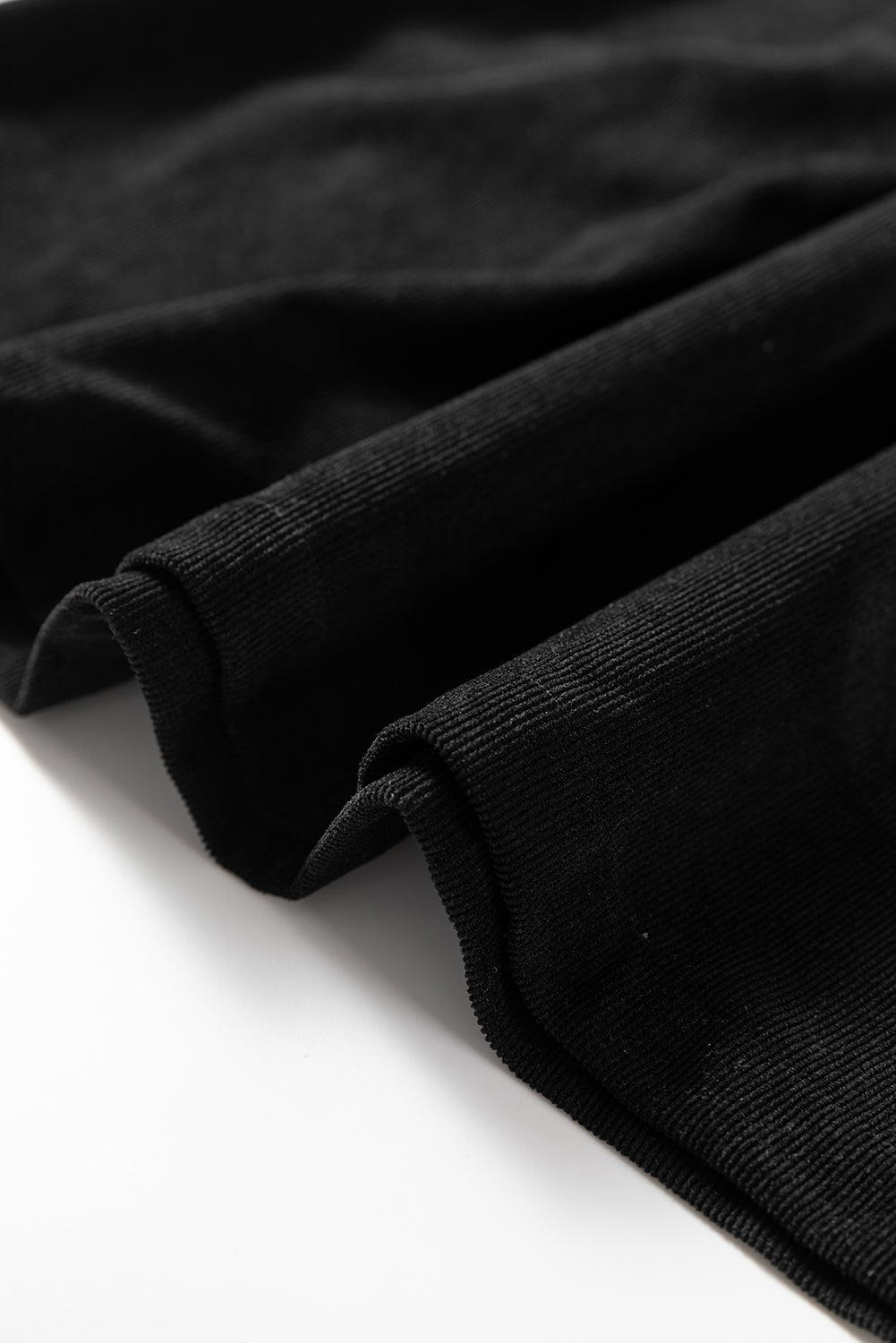 Black Corduroy Half Button Collared Long Sleeve Mini Dress